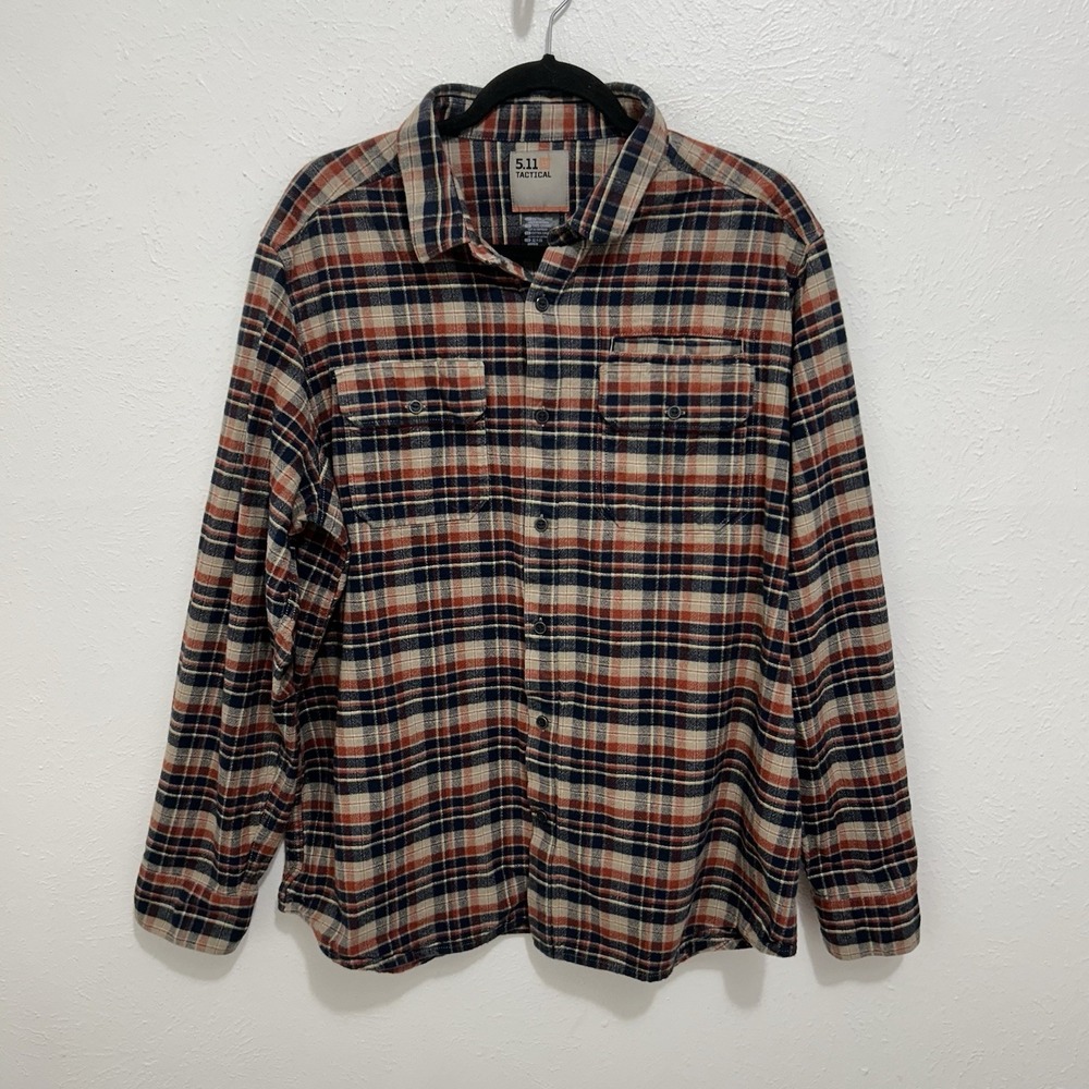 5.11 Tactical Flannel Shirt Mens XL Plaid Snap Up Lester Long Sleeve Cotton